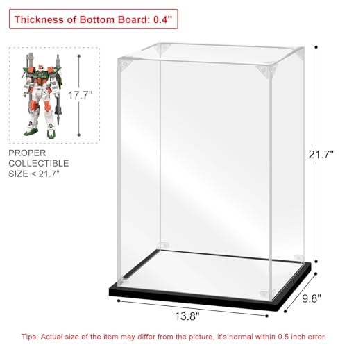 Acrylic Display Case for Collectibles Assemble Acrylic Display Box for Robot Gundam Model Clear Acrylic Case for Display Toys Memoribilia Action Figures(Black,13.8*9.8*21.7 inch) - size: 13.8*9.8*21.7 inch