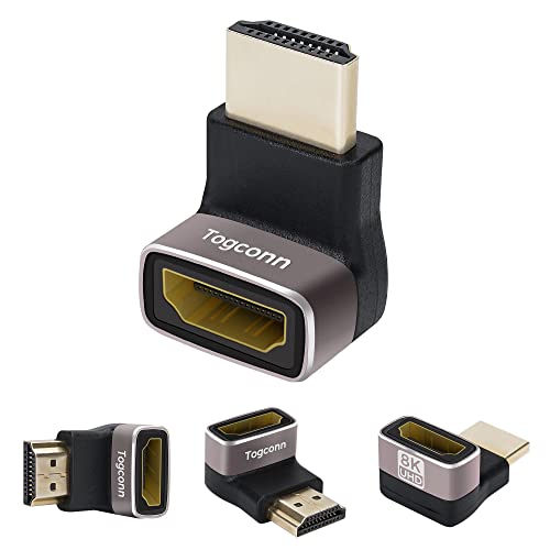 8K 90 Degree HDMI 2.1 Adapter 4 Pack, (Up and Down) Right Angle HDMI Male to Female HDMI L-Shaped Connector Extender Support 8K@60Hz,4K@120Hz for Google Chrome Cast, Roku Stick, Wall TV, Laptop and PC - color: (Up & Down) 90 Degree HDMI Male to Female, si