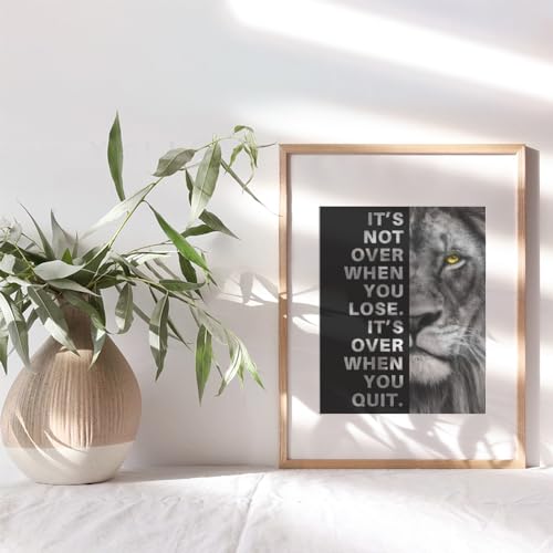 Office Wall Art For Men 11x14 - Inspirational Wall Decor - Motivational quote - positive affirmation Wall Art - Gym Motivation Poster - Man cave Wall Decorations - Lion Print - LARGE Unframed - size: 11"L x 14"W, style: Unframed