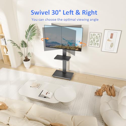 Rolling TV Stand, Mobile TV Cart for 32-75 Inch TVs up to 110 lbs, 18 Adjustable Heights, TV Floor Stand with Swivel Mount & Shelf, Max VESA 600x400mm, TV Stand on Wheels for Bedroom, Office, Outdoor - style: 2-GM-A02