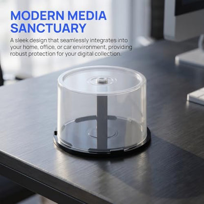 Cd Storage Bucket Empty Round Cd/Dvd Storage Container Space Saving Media Box for Home Dorm Easy Access Cd Holder Case 4 Pack 5.31 X 5.31 X 3.54 in