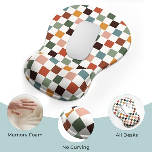 AKIT 3-in-1 Ergonomic Mouse Pad with Wrist Support & Keyboard Wrist Rest Set, Premium Memory Foam Mousepad with Coaster, Pain Relief for Office, Home, Gaming - [Anti-Slip & Breathable Lycra], Plaid - color: Plaid