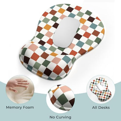 AKIT 3-in-1 Ergonomic Mouse Pad with Wrist Support & Keyboard Wrist Rest Set, Premium Memory Foam Mousepad with Coaster, Pain Relief for Office, Home, Gaming - [Anti-Slip & Breathable Lycra], Plaid - color: Plaid