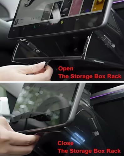 for 2020-2024 Tesla Model Y & 2017-2023 Model 3 - Hidden Center Console Organizer Tray, Tissue Holder, Open-Close Storage Shelf Box Under Dashboard Display (2-in-1, All Included) - style: 2-in-1, All Included