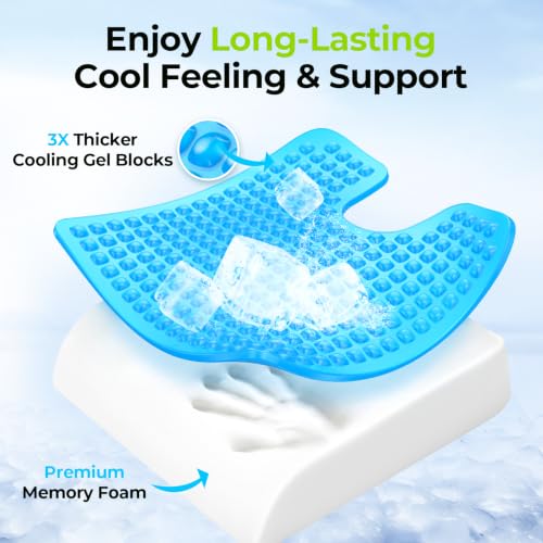 AUVON Gel Wheelchair Seat Cushion, Waterproof Cover, Pressure Sore & Ulcer | Ergonomic Chair Cushion with U-Cutout for Tailbone Pain, Back Pain Relief, Memory Foam Wheelchair Cushion, Anti-Slip