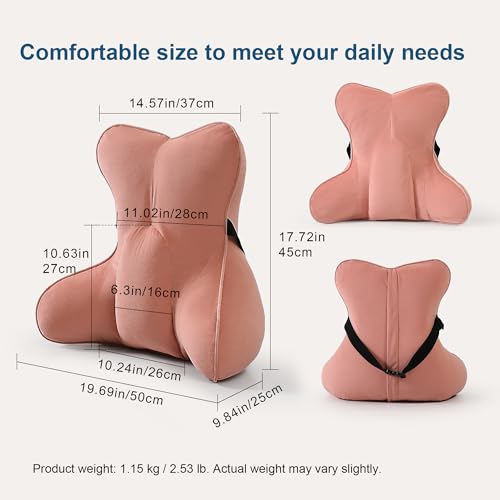 Lumbar Support Pillow (Pat. Pend) for Office Chair, Couch, Recliner & Car Seat, Ergonomic Back Support Cushion for Lower Back Pain Relief, Washable Lumbar Pillow, Blush Pink - color: Blush Pink