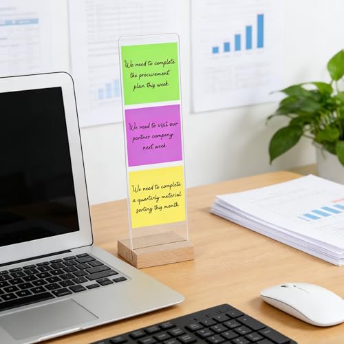 Rainmae 3PCS Monitor Memo Board Acrylic Detachable Sticky Note Holder for Computer Screen Clear Multifunction Portable Memo Message Board Holder Office Desk Accessories Desktop Organization