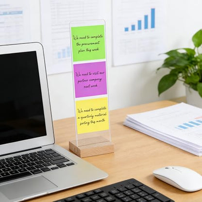 Rainmae 3PCS Monitor Memo Board Acrylic Detachable Sticky Note Holder for Computer Screen Clear Multifunction Portable Memo Message Board Holder Office Desk Accessories Desktop Organization
