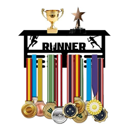 Resama Medal Hanger Holder Display Wall Rack Frame Shelf-Medal Hanger Awards Ribbon Soccer,Gymnastics,Holder Display Rack for 60 Medals - color: Runner-TD