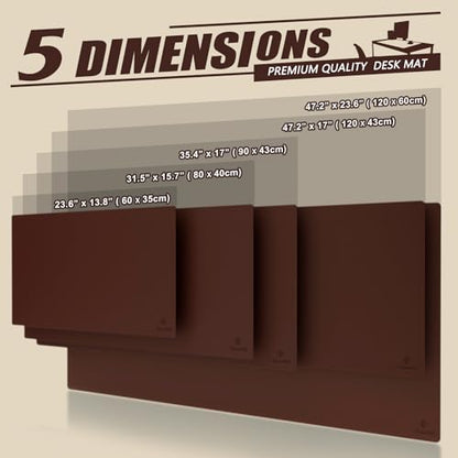 K KNODEL Small Office Leather Desk Mat, Mouse and Keyboard Pad, Computer and Laptop Mat, Desktop Protector and Cover, Writing Pad and Blotter (23.6"x13.8", Dark Brown) - color: Dark Brown, size: 23.6" x 13.8"