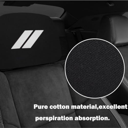 2PCS Car Headrest Covers Soft Black Fabric Car Seat Head Rest Cover Protector Compatible with Dodge Challenger Charger Durango RAM (White) - color: white