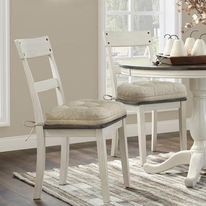 Shinnwa Dining Chair Cushions Set of 6, Dual-Layer Memory Foam Kitchen Chair Cushions, Patented Design Seat Pads with Ties, 16.5 x 16.5 x 3.5in, 6 Pack, Beige - color: Beige, size: 6 Count (Pack of 1)