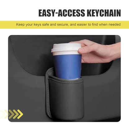 WZP 2PCS Large Car Door Cup Holders, Clip On Vehicle Seat Side Hanging Cup Holder, Waterproof Scratch-Resistant Leather Beverage Holder, Multifunctional Storage for Water Bottle Mobile Phone Change