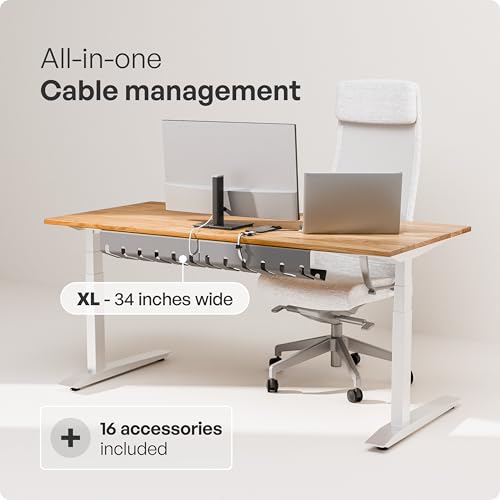 PAMO Cable Management Under Desk for Easy mounting Under-Table I Set of 2 - with 10X Cable Ties I Desk Organizer for Office/Home Office Table Thoughtful Cable Tray Holder - color: Grey, size: Set of 2