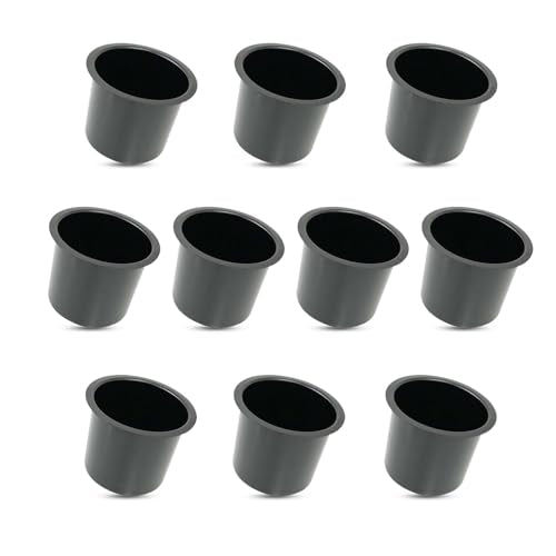Yuanhe Aluminum Jumbo Cup Holder - 10 Pack Black Poker Table Cup Holder Insert for Casino Game Table Sofa Boats Pontoon Marine Bench Desk RV Cars & Trucks - color: black