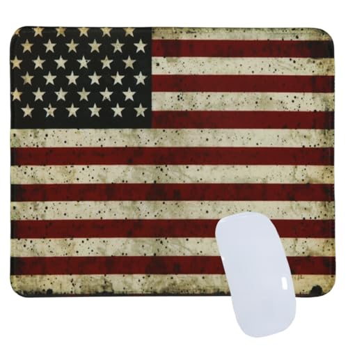 USA National Flag Gaming Mouse Pad, Large Mouse Pad for Desk Mat XL Mousepad, Stitched Edges Non-Slip Rubber Base Mouse Pads for Computers Laptop (USA Flag-Small-White) - color: USA Flag-Small-White