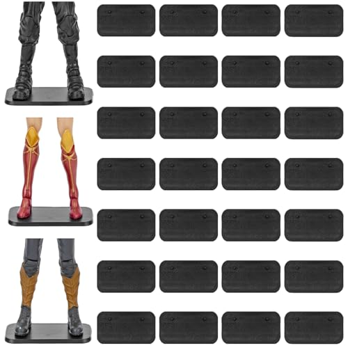 28PCS Action Figure Stand 6 Inch Display Bases with Peg Holder Accessories Compatible with Mavel Legends Series/GiJeo Classified Series/D C/Mo tu Models 1/12 Figures, Black Square - color: 28PACK Black(Square)