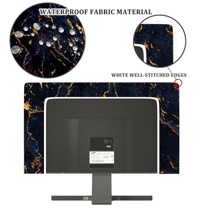 Navy Blue and Gold Marble Screen TV Cover 32 Inch Ornamental Anti-Static LCD-Silky HD Panel Dust Protective Sleeve Compatible with iMac LCD LED PC, Desktop and Home 32 Inch TV - color: Deep Blue and Gold, size: 32 Inch