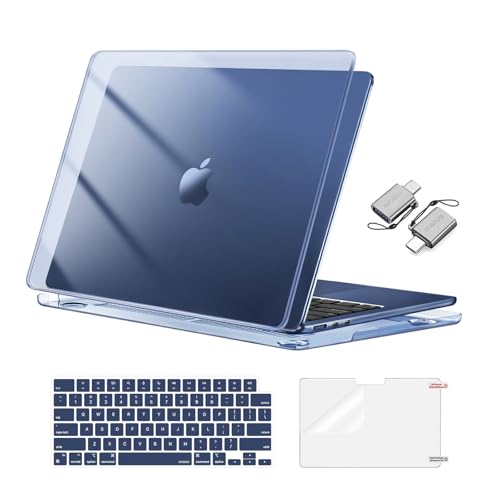 MOSISO Compatible with MacBook Air 13 inch Case M5 2026 M4 2025 M3 M2 2024-2022 A3449 A3240 A3113 A2681, Hard Shell&Keyboard Cover&Screen Film&Type C for MacBook Air 13.6 inch Case, Crystal Midnight - color: Crystal Midnight