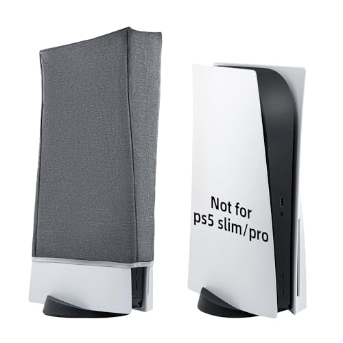 Wigearss vertical Mode Dust Cover for PS5 Console 1680D Oxford Cloth Anti-Scratch Waterproof Dust Guard Backend Cutaway Design - color: Vertical-Gray