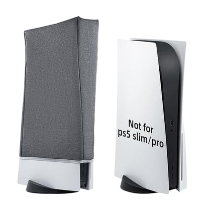 Wigearss vertical Mode Dust Cover for PS5 Console 1680D Oxford Cloth Anti-Scratch Waterproof Dust Guard Backend Cutaway Design - color: Vertical-Gray