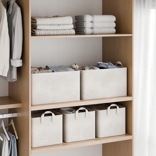 StorageWorks Storage Bins, Shelves Baskets for Organizing, 45L Extra Large Fabric Closet Organizers with Handles, Metal Frame, Beige-Cotton-linen, 2-Pack - color: Beige（Cotton-linen）, size: 19" L x 13 ¼" W x 11" H