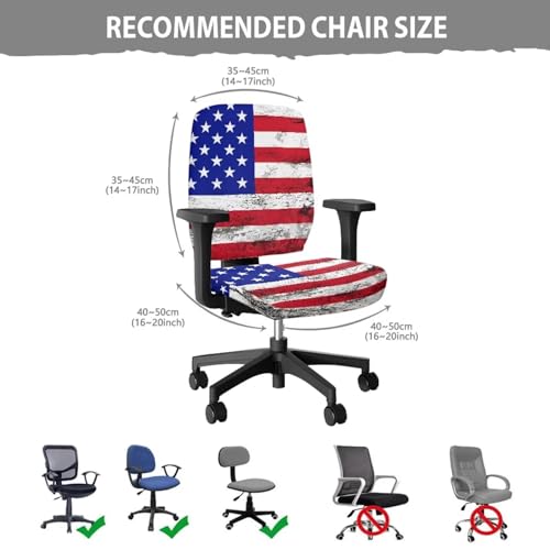 American Flag Office Chair Covers Stretchable Office Chair Seat Cover 2 Piece Washable Gaming Chair Cover Universal Fit Most Wheelchairs,Computer Chairs,Gaming Chairs - color: American Flag