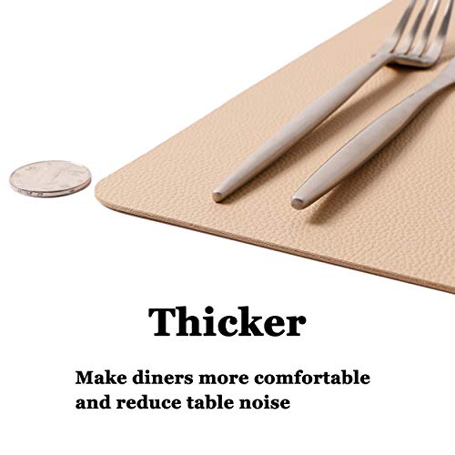 Wipeable Placemats Leather Table Mats Waterproof Heat-Resistant Easy to Clean for Dining Table Set Kitchen Table (4, Buff) - color: Buff, size: set of 4