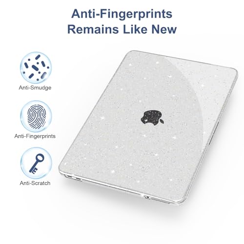 G JGOO Compatible with MacBook Neo Case 13 inch 2026 Model A3404 with A18 Pro Chip, Glitter Protective Plastic Hard Shell for Mac Neo Case with Keyboard Cover & Screen Protector, Sparkly Clear - color: Glitter Clear