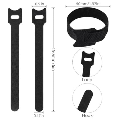70 PCS 6 inch Cable Ties Reusable Cable Management Adjustable Cable Organizer, Cable Straps, Cord Wraps and Hook Loop Straps for Computer,Gaming, Wire, Desk- Home Office Essentials - size: 6Inch（Black)70pcs