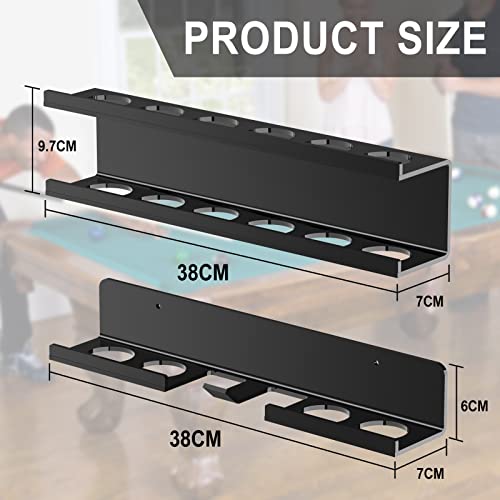 Cosmos Acrylic Billiard Ball Storage Shelf Holder - Pool Balls Display Rack Wall Mount Organizer for 16 Balls & Ball Rack in Billiard Game Room & Bar Pool Cue Accessory (Solid Black) - color: Solid Black