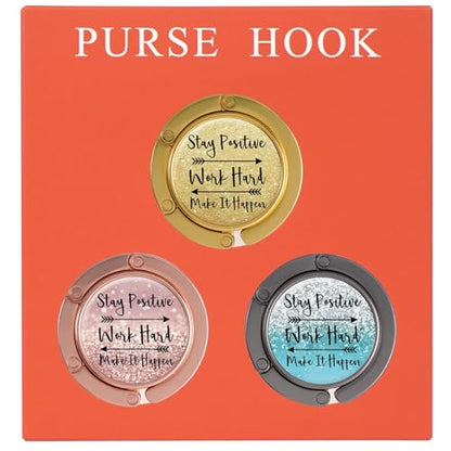 Folding Handbag Hanger - Portable Bag Holder, Women's Bag Table Hanger Hook(HL01-3P Pretty Design) - color: HL01-3P Pretty Design