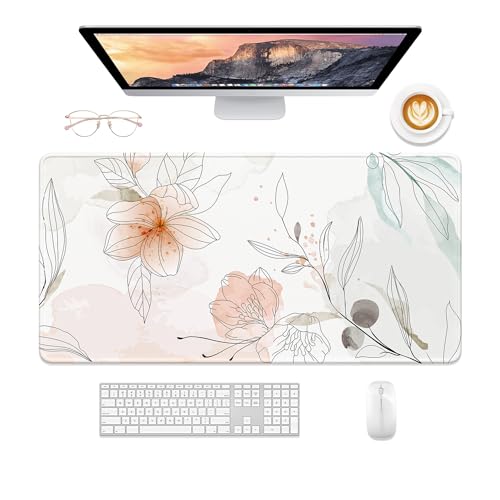 Desk Mat, 32" x 16" XXL Extended Large Gaming Mouse Pad, Desktop Decor Desk Pad, Cute Men Women Office Supplies and Accessories, XL Mouse Mat for Laptop & Keyboard, Watercolor Flowers - color: Watercolor Flowers, size: 32" x 16"