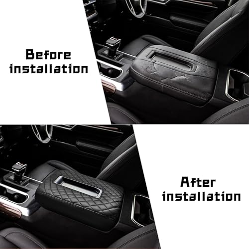 Center Console Cover Compatible with 2019 2020 2021 2022 2023 2024 2025 Chevy Silverado/GMC Sierra Accessories, Leather Cover Center Console Lid Protector