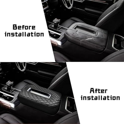 Center Console Cover Compatible with 2019 2020 2021 2022 2023 2024 2025 Chevy Silverado/GMC Sierra Accessories, Leather Cover Center Console Lid Protector