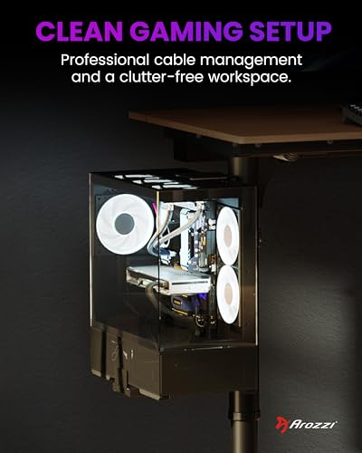Arozzi PC Mount – Under Desk Computer Tower Holder, Adjustable Height & Width CPU Bracket, Heavy Duty Steel PC Stand, 360° Rotating Base, Supports Up to 66 lbs, Space-Saving Desk Setup - Purple