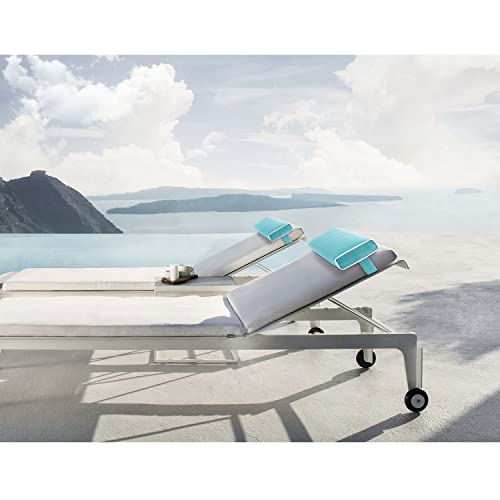 Enipate Outdoor Chaise Lounge Head Pillow, Pack of 2 Water Resistant Headrest Pillows with Elastic Band for Pool Patio Chairs - color: Blue