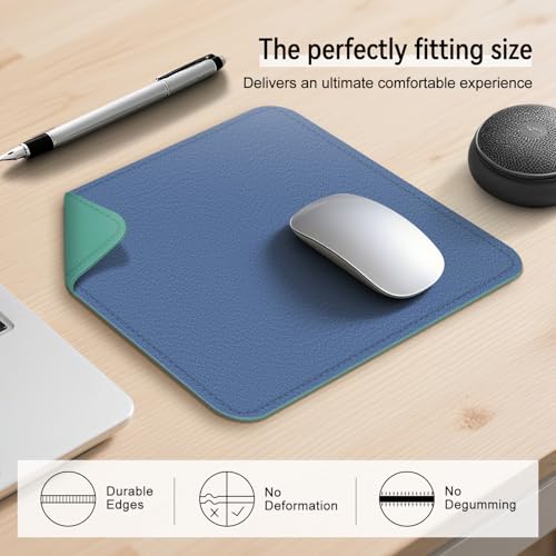 Dual Sided Leather Desk Mat - Waterproof Desk Pad - Ideal for Large Mouse Pad and Desk Mats on Top of Desks (Blue, 11"*8") - color: Blue, size: 11"*8"