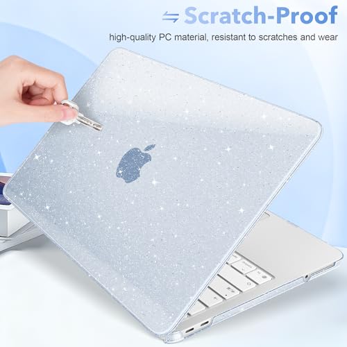 May Chen Compatible with MacBook Neo 13 inch Case 2026 Model A3404, Plastic Hard Shell,Keyboard Cover,Screen Protector,Dust Plug, for MacBook Neo 13" with A18 Pro Chip, Glitter Blue - color: Glitter Blue