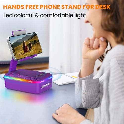 JTEMAN Gifts for Men Women,Cell Phone Stand with Bluetooth Speaker,LED Light,and Lanyard,Cool Tech Gadgets,Unique Birthday Gifts for Men Husband Mom Dad-Purple - color: Purple