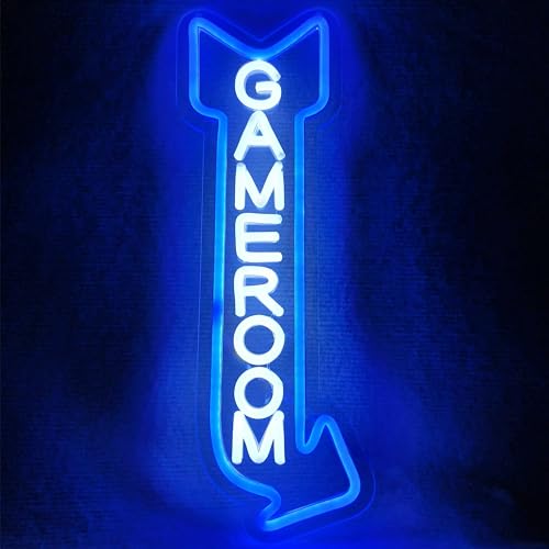 Game Room Neon Sign,Gaming Neon Light with Arrow for Teen Boy Bedroom Home Bar Gaming Club,Man cave,Gaming Room Wall Decor Gifts (game right blue) - color: game right blue