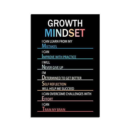WYJZDZQ8 Inspirational Canvas Painting Growth Mindset Wall Art Motivational Poster Inspiring Prints Wall Pictures for Living Room Office Home Decor Office Framed Ready to Hang [12''W x 18''H] - color: Mindset-2, size: 18"L x 12"W