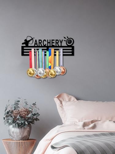 Resama Medal Hanger Holder Display Wall Rack Frame Shelf-Medal Hanger Awards Ribbon Soccer,Gymnastics,Holder Display Rack for 60 Medals - color: Archery