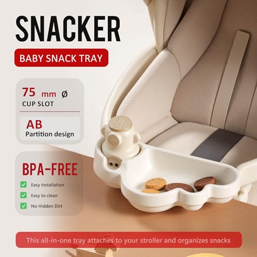 Li & Zhao Universal Stroller Snack Tray Attachment - Universal Snack Tray for Cloud Cup Holder Tray Plastic Accessories for Baby,Toddler(Beige) - color: B-Beige
