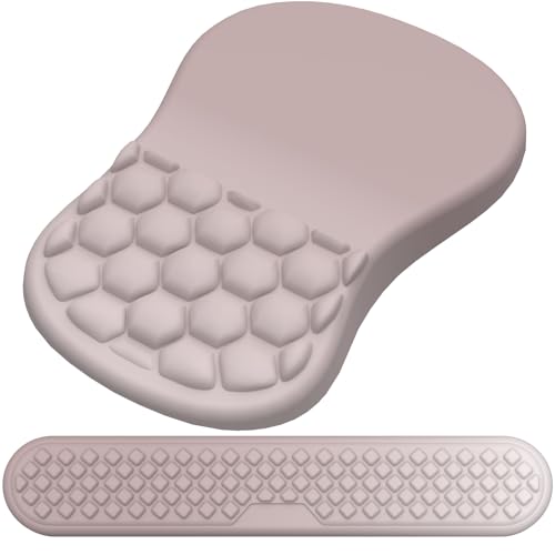Mouse Pad with Wrist Rest & Keyboard Wrist Rest, Memory Foam - color: Gradient Pink