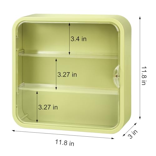Display Case for Figures, Wall-Mounted Clear Dustproof Display Box with Magnetic Door and Shelf, Adjustable Doll Display Case for Collectibles Figurines Sonny Angels Pop Mart Mini Figures (Green) - color: Green