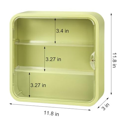 Display Case for Figures, Wall-Mounted Clear Dustproof Display Box with Magnetic Door and Shelf, Adjustable Doll Display Case for Collectibles Figurines Sonny Angels Pop Mart Mini Figures (Green) - color: Green