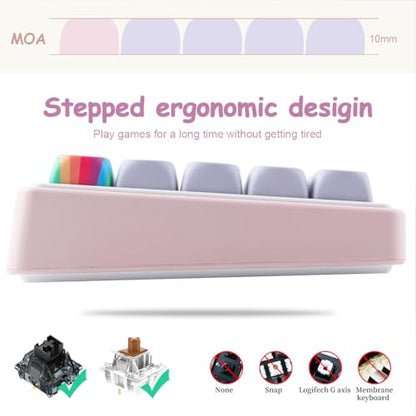 Tsungup MOA Profile Keycaps,131 Keys Gray Rainbow Candy Custom Keycaps,PBT Cute Dye Sub Key Caps Keyboard Keycap Set for MX Switches Mechanical - color: Gray Rainbow Candy
