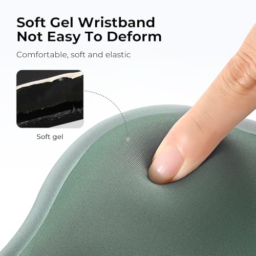 EooCoo Ergonomic Mouse Pad with Gel Wrist Rest Support Middle Concave Design, Relieve Wrist Pain Mousepad, Non-Slip Base for Laptop, Computer, Office Desk Accessories, Carpal Tunnel Syndrome - color: Green