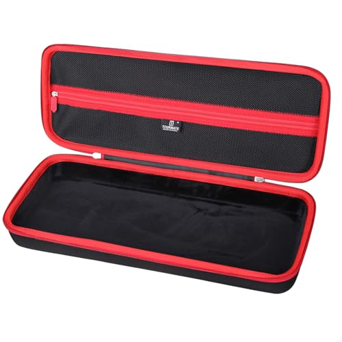 Hard Storage Case for Keychron QMK/VIA/Aula F75 Pro/WIN68 HE/RedThunder 60%/GEODMAER 65% Gaming Keyboard,Travel Case for EPOMAKER x Aula F75/Ajazz AK820 Pro Mechanical Keyboard(Only Box)(Black + Red)